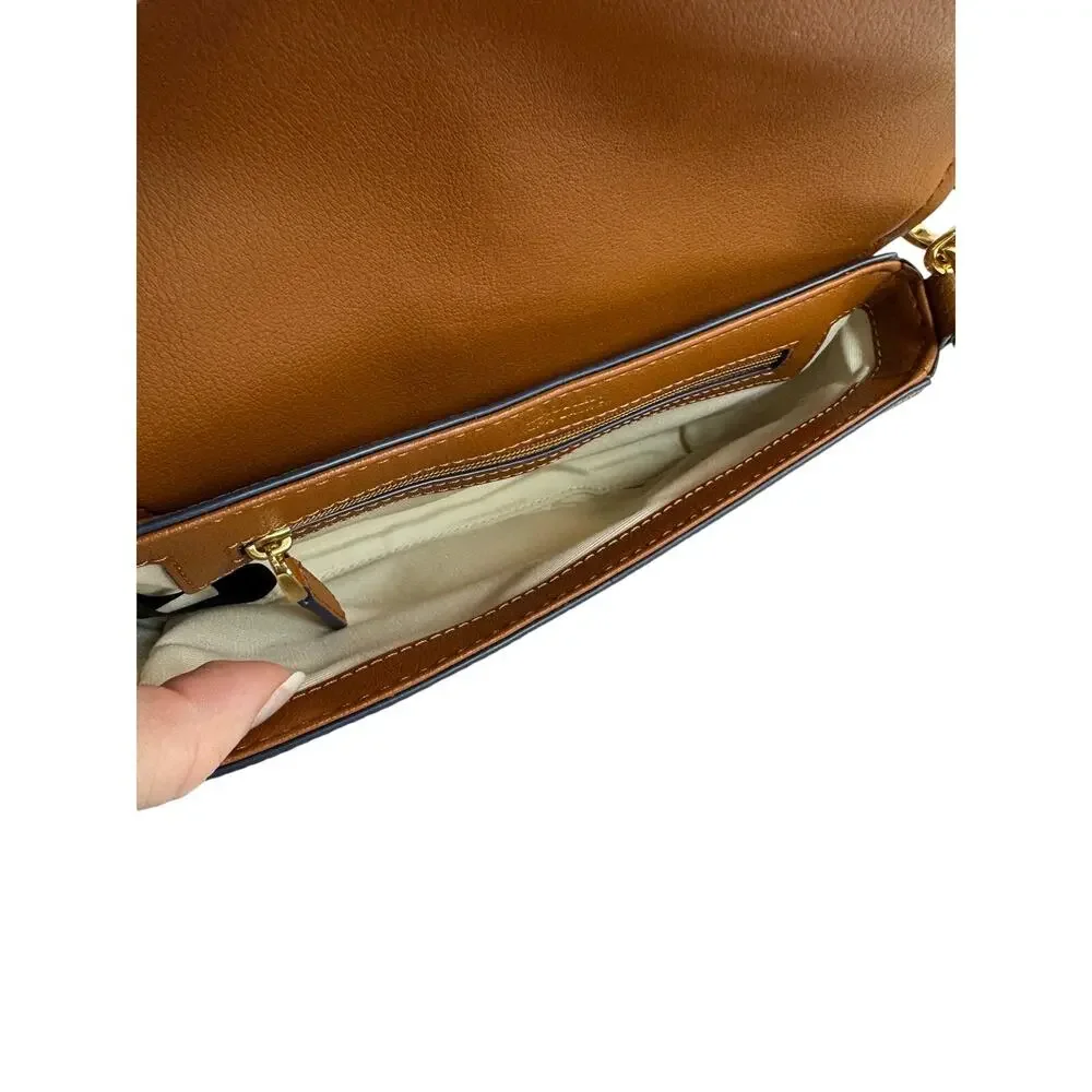 Lauren Ralph Lauren Spencer Leather Shoulder Bag Brown Gold LRL SAMPLE - Picture 9 of 16